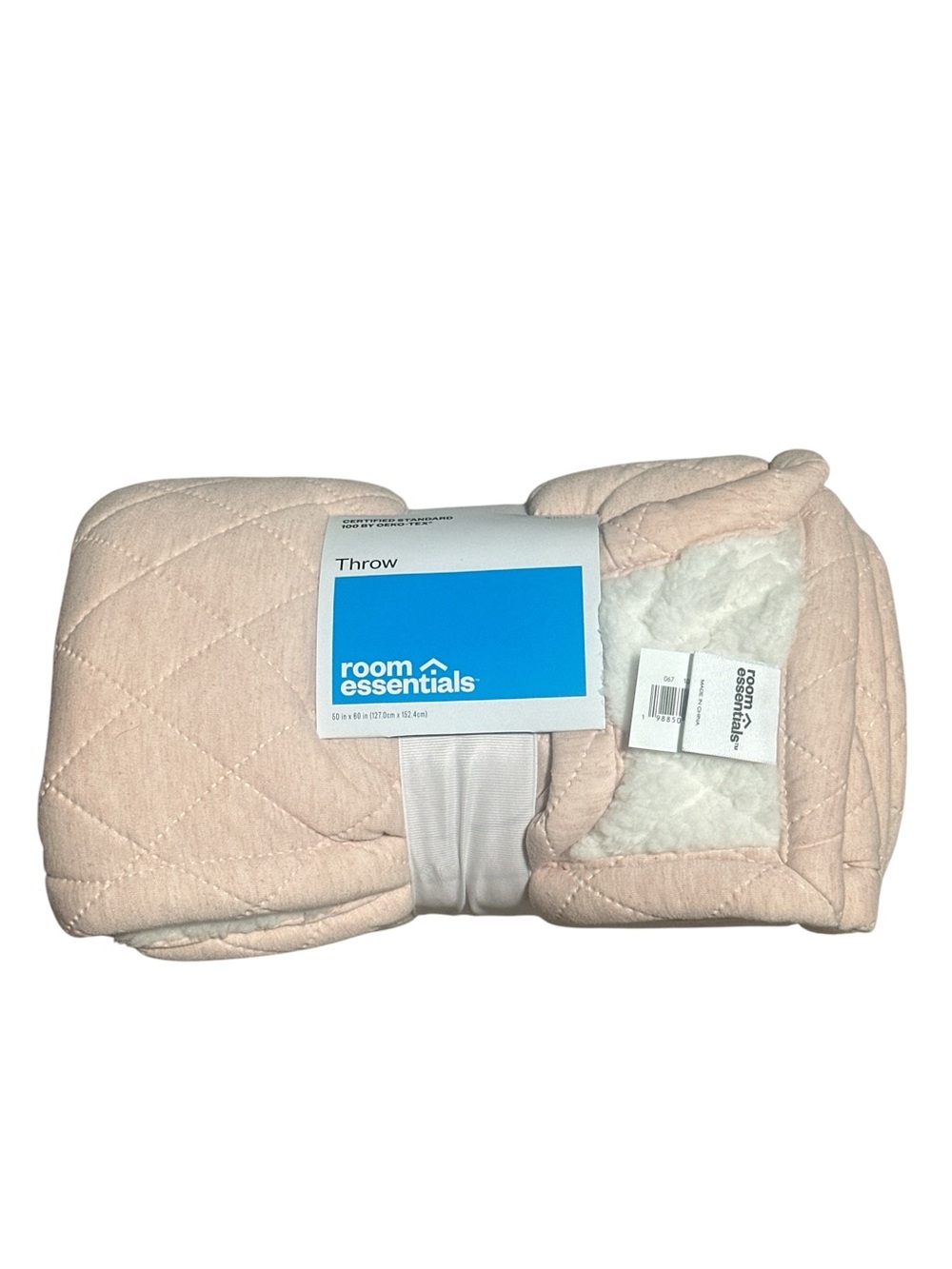 Quilted Sherpa‎ Throw - Blush Pink